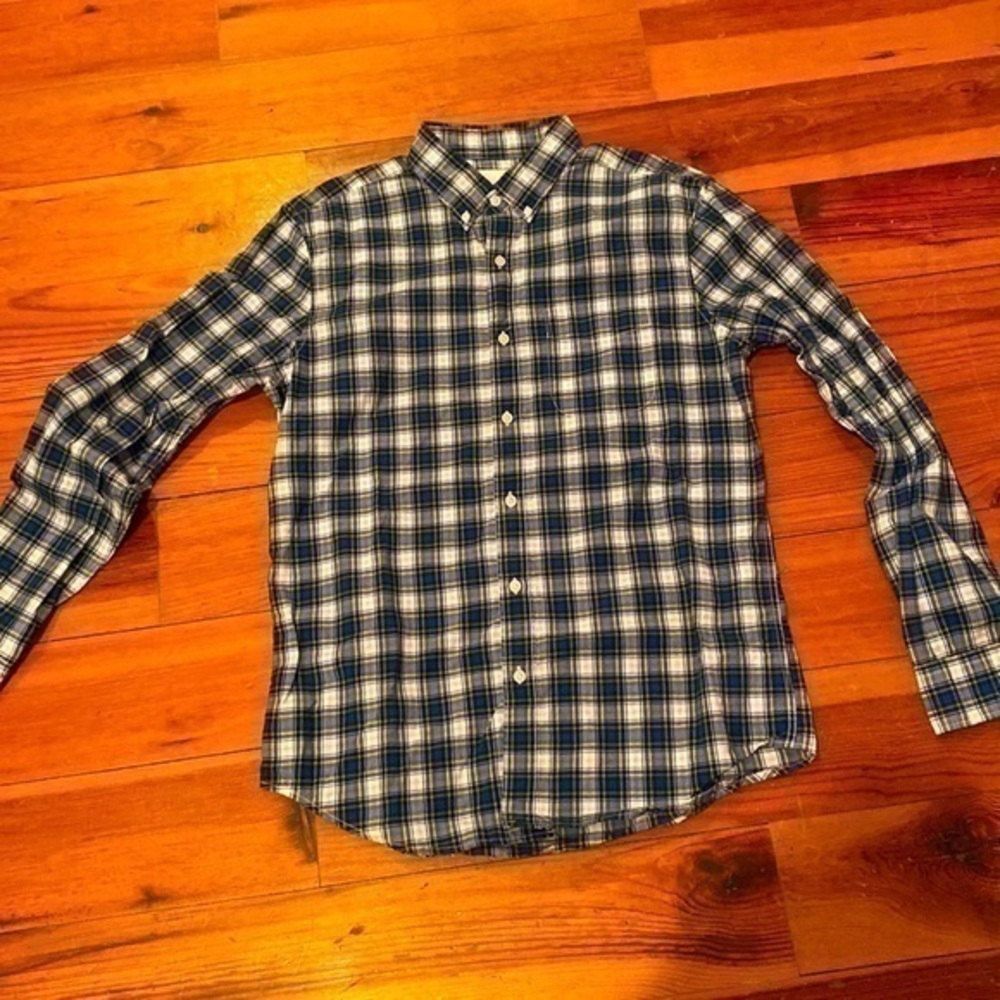 Mens American Eagle  AE blue and white Plaid button down shirt medium